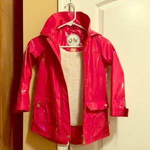 Girls pink fleece Sherpa-lined raincoat 6/7